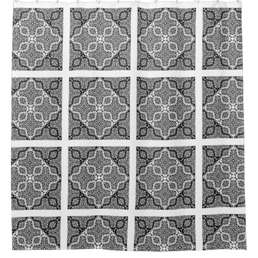 シームレスな抽象芸術レースロマンチックなレトロヴィンテージwhit シャワーカーテン (正面)