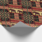 シームレスな抽象芸術ヴィンテージレトロなアフリカインディアンリール ラッピングペーパー (角)