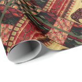 シームレスな抽象芸術ヴィンテージレトロなアフリカインディアンリール ラッピングペーパー (ロールコーナー)