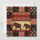 シームレスな抽象芸術ヴィンテージレトロなアフリカインディアンリール 招待状 (正面)