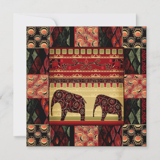 シームレスな抽象芸術ヴィンテージレトロなアフリカインディアンリール 招待状 (正面)