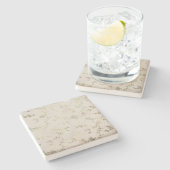 シームレスな抽象芸術小レトロヴィンテージベージュの花 ストーンコースター (横)