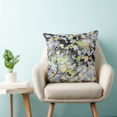 シームレスな抽象芸術春ツリーの枝葉のブラック クッション (椅子)