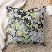 シームレスな抽象芸術春ツリーの枝葉のブラック クッション (ブランケット)