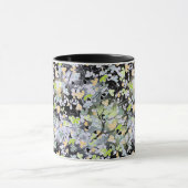 シームレスな抽象芸術春ツリーの枝葉のブラック マグカップ (中央)