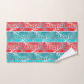 シームレスな抽象芸術木の枝の青いサンゴの赤い線 バスタオルセット (ハンドタオル)