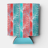 シームレスな抽象芸術木の枝の青いサンゴの赤い線 缶クーラー (正面)