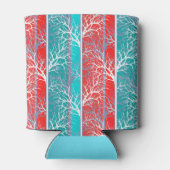 シームレスな抽象芸術木の枝の青いサンゴの赤い線 缶クーラー (裏面)