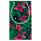 シームレスな抽象芸術漫画かわいい花のフローラ スモールペーパーバッグ (裏面)