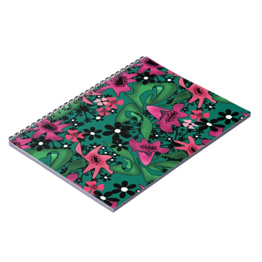 シームレスな抽象芸術漫画かわいい花のフローラ ノートブック (左側)