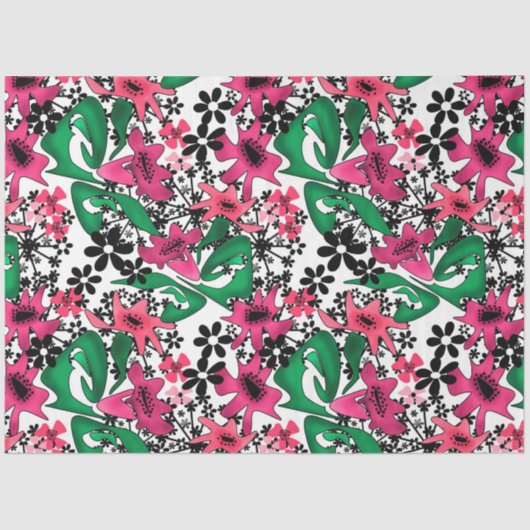 シームレスな抽象芸術漫画かわいい花フローラleav 薄葉紙 (正面)