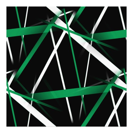 シームレスな抽象芸術緑と白の線（黒） フォトプリント            (正面)