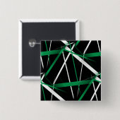 シームレスな抽象芸術緑と白の線（黒） 缶バッジ (正面&裏面)