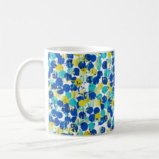シームレスな抽象芸術背景パターン、スプラッシュ付き コーヒーマグカップ (左)