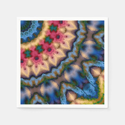 シームレスな抽象芸術装飾茶色の赤いネイビーデコール スタンダードカクテルナプキン (正面)