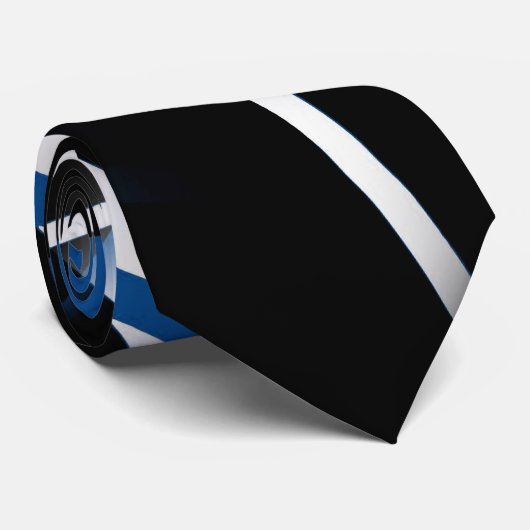 シームレスな抽象芸術青と白の線(黒B) ネクタイ (ロール)
