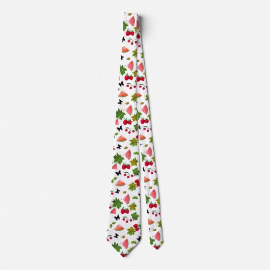 シームレスな新鮮な果実の果実の水色の漫画 ネクタイ (正面)