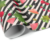 シームレスな新鮮な果実の果実の水色の漫画 ラッピングペーパー (ロールコーナー)