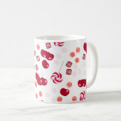 シームレスな明るいさくらんぼベリーキャンディ棒つきキャンデー甘い コーヒーマグカップ (正面右)