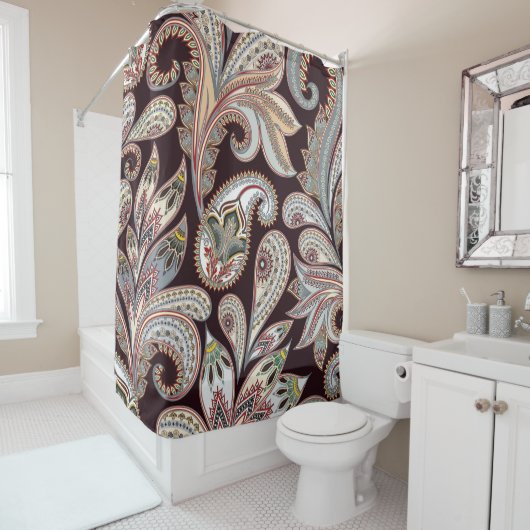 シームレスな明るいパターンと華美ペイズリー シャワーカーテン (インサイチュ)