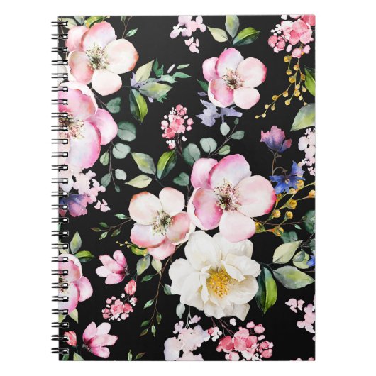 シームレスな春の花葉とH ノートブック (正面)