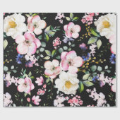 シームレスな春の花葉とH ラッピングペーパー (フラット)