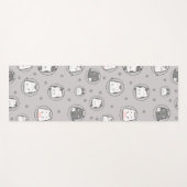 シームレスな柄かわいいかわいい猫の手 ヨガマット (正面(横))