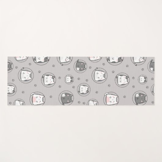 シームレスな柄かわいいかわいい猫の手 ヨガマット (正面(横))