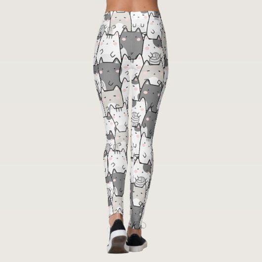 シームレスな柄のかわいいかわいい猫 レギンス (裏面)
