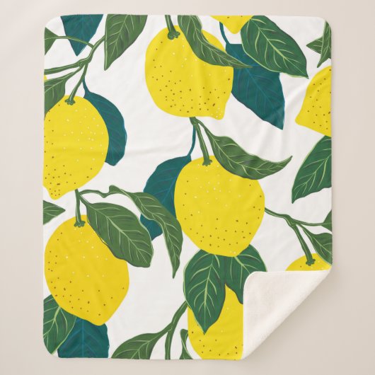 シームレスな柑橘類。手描きヴィンテージ シェルパブランケット (正面)