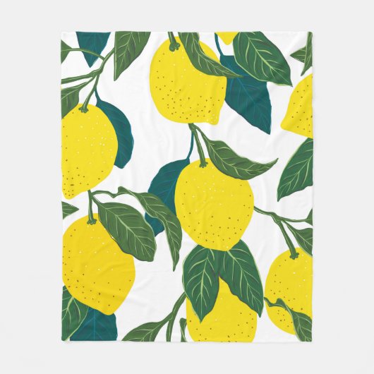 シームレスな柑橘類。手描きヴィンテージ フリースブランケット (正面)