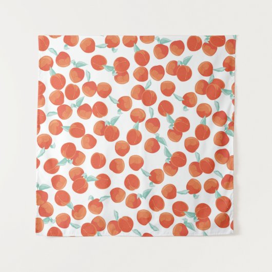 シームレスな桃の果実、夏のパターン。 タペストリー (正面)