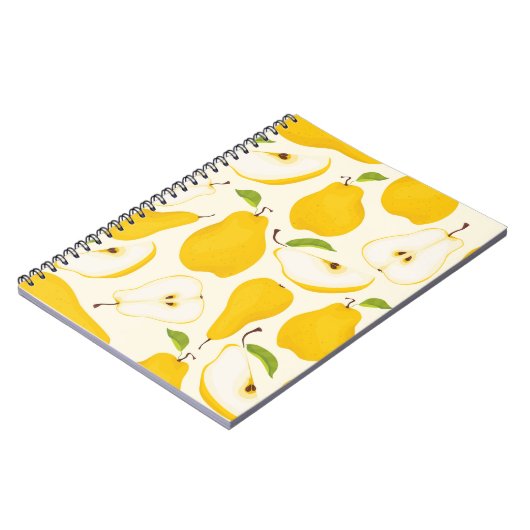 シームレスな梨のパターン。実違う全体に梨をつける ノートブック (左側)