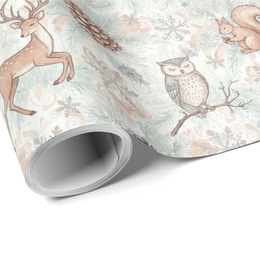 シームレスな森林保護動物のパターン ラッピングペーパー (ロールコーナー)