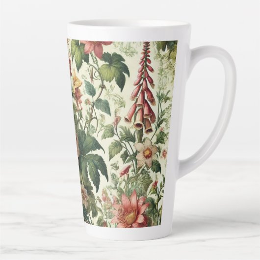 シームレスな植物の花柄 カフェラテマグ (右)