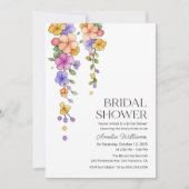 シームレスな植物の花 ヴィンテージ ブライダルシャワー 招待状 (正面)