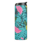 シームレスな模様（ピンクのフラミンゴと緑のパル） タンブラー (回転左)