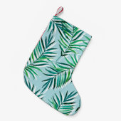 シームレスな模様（ヤシの枝）水彩ハ スモールクリスマスストッキング (正面 (吊り時))