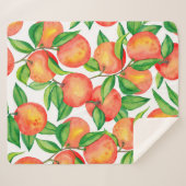 シームレスな模様(水色のみかんの果実、および シェルパブランケット (正面(横))