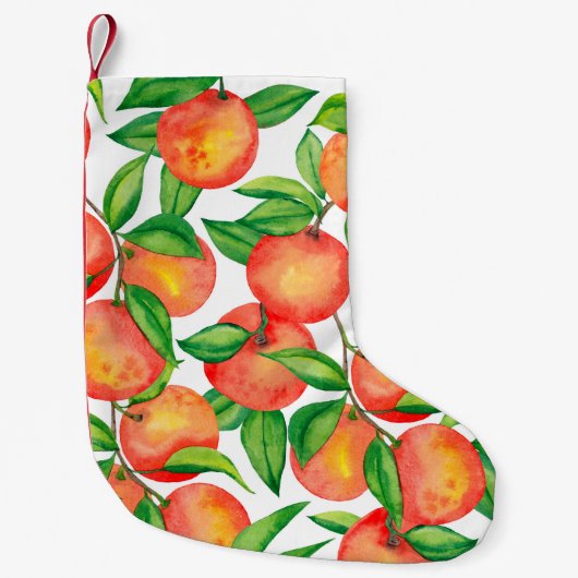 シームレスな模様(水色のみかんの果実、および スモールクリスマスストッキング (正面)