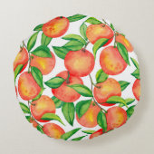 シームレスな模様(水色のみかんの果実、および ラウンドクッション (裏面)