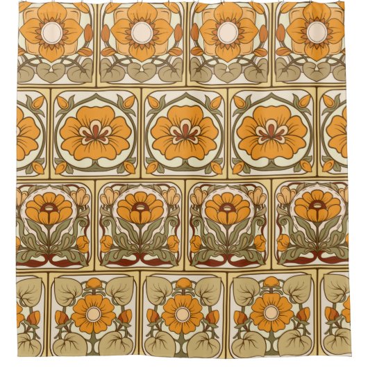 シームレスな模様、装飾要素付き背景 シャワーカーテン (正面)