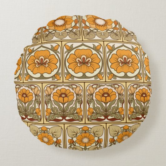 シームレスな模様、装飾要素付き背景 ラウンドクッション (正面)