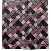 シームレスな正方形パッチワーク花崗岩の大理石パターンp シャワーカーテン (正面)