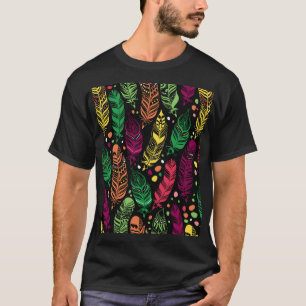 シームレスな民族の羽鮮やか、パターン。 Tシャツ