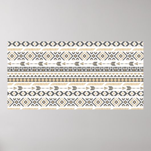 シームレスな民族ベージュのパターン。イラストレーション ポスター (正面)
