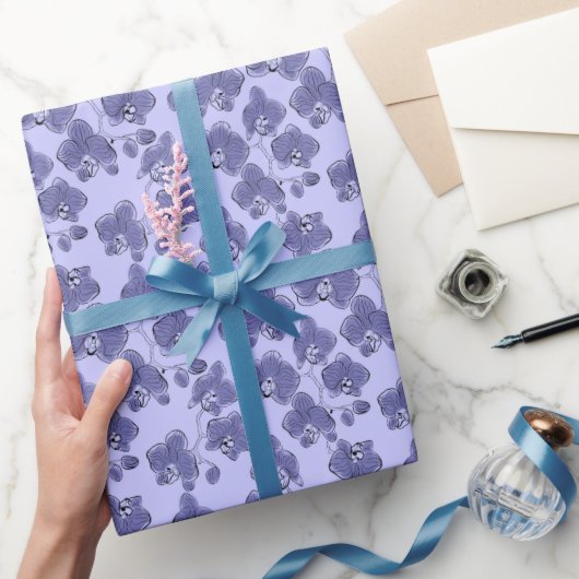 シームレスな水の色のランphalaenopsis花 ラッピングペーパー (ギフト)