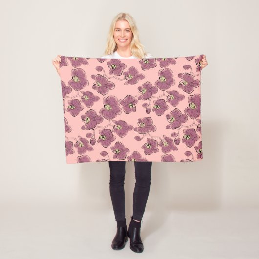 シームレスな水の色の蘭phalaenopsis花w フリースブランケット (インサイチュ)