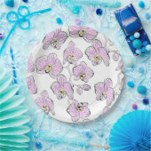 シームレスな水の色の蘭phalaenopsis花w ペーパープレート (パーティー)