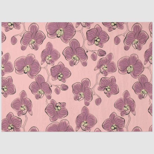 シームレスな水の色の蘭phalaenopsis花w 薄葉紙 (正面)